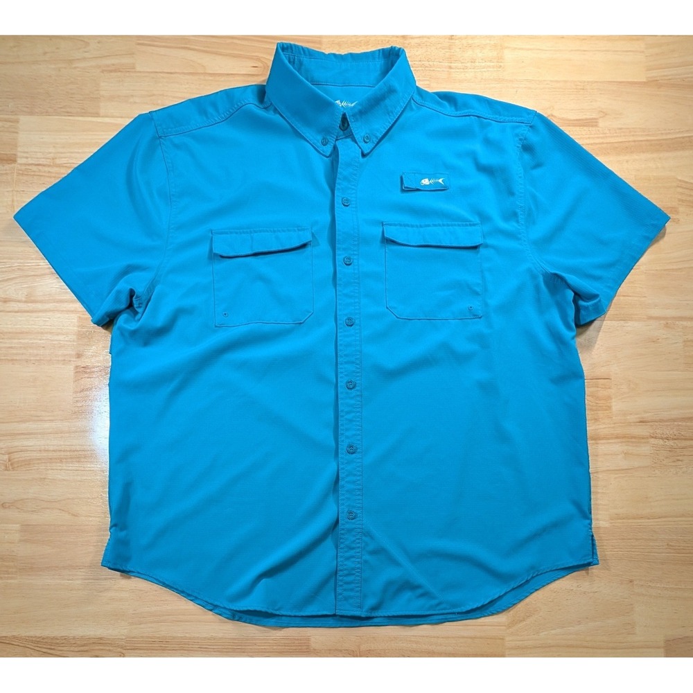 Silver Bait Mens‎ XXL Blue Performance Fishing Shirt Short Sleeve Vented Ripstop